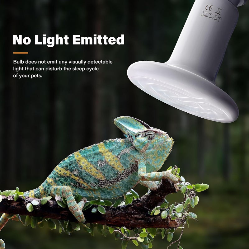 YSSOA Reptile Heat Lamp 100W Ceramic Heat Emitter, No Light Emitting Heat Bulbs for Amphibian Pet Brooder Coop Incubating Chicken, Lizard Bearded Dragon Turtle Snake Terrarium - Image 4